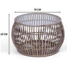 Load image into Gallery viewer, Sage 70cm Glass Topped Rattan Round Coffee Table - Natural