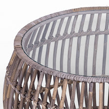 Load image into Gallery viewer, Sage 70cm Glass Topped Rattan Round Coffee Table - Natural