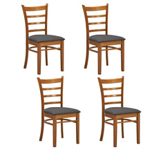Load image into Gallery viewer, Linaria Dining Chair Set of 4 Crossback Solid Rubber Wood Fabric Seat - Walnut
