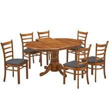 Load image into Gallery viewer, Linaria 7pc Dining Set 150cm Extendable Pedestral Table 4 Timber Chair - Walnut