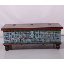Load image into Gallery viewer, Konark Coffee Table Antique Handcrafted Solid Mango Wood Storage Trunk Chest Box