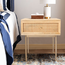 Load image into Gallery viewer, Martina Bedside Table 1 Drawer Storage Cabinet Solid Mango Wood Rattan