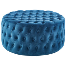 Load image into Gallery viewer, Cosmos Tufted Velvet Fabric Round Ottoman Footstools - Blue