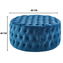 Load image into Gallery viewer, Cosmos Tufted Velvet Fabric Round Ottoman Footstools - Blue
