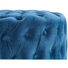 Load image into Gallery viewer, Cosmos Tufted Velvet Fabric Round Ottoman Footstools - Blue