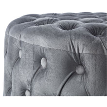 Load image into Gallery viewer, Cosmos Tufted Velvet Fabric Round Ottoman Footstools - Grey