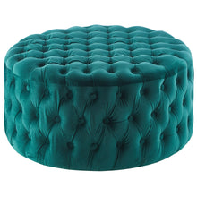 Load image into Gallery viewer, Cosmos Tufted Velvet Fabric Round Ottoman Footstools - Green