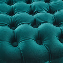 Load image into Gallery viewer, Cosmos Tufted Velvet Fabric Round Ottoman Footstools - Green