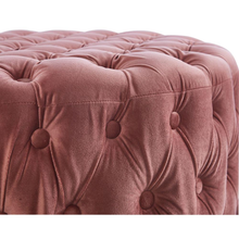 Load image into Gallery viewer, Pink Rose Tufted Velvet Fabric Round Ottoman Footstool