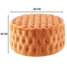 Load image into Gallery viewer, Cosmos Tufted Velvet Fabric Round Ottoman Footstools - Cinnamon