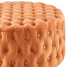 Load image into Gallery viewer, Cosmos Tufted Velvet Fabric Round Ottoman Footstools - Cinnamon