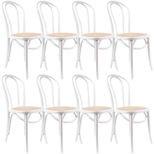 Load image into Gallery viewer, Azalea Arched Back Dining Chair 8 Set Solid Elm Timber Wood Rattan Seat - White