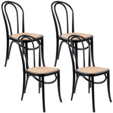 Load image into Gallery viewer, Azalea Arched Back Dining Chair 4 Set Solid Elm Timber Wood Rattan Seat - Black