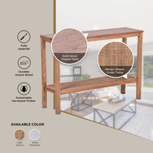 Load image into Gallery viewer, Jasmine Console Hallway Entry Table 110cm Mindi Timber Wood Rattan - Brown
