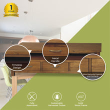 Load image into Gallery viewer, Birdsville ETU Entertainment TV Unit 174cm 3 Drawer Solid Mt Ash Wood - Brown