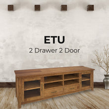 Load image into Gallery viewer, Birdsville ETU Entertainment TV Unit 223cm 2 Door 2 Drawer Mt Ash Wood - Brown