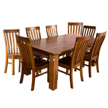 Load image into Gallery viewer, Teasel 9pc Dining Set 210cm Table 8 Chair Solid Pine Wood Timber - Rustic Oak
