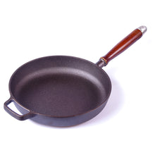 Load image into Gallery viewer, Pre-Seasoned 29cm Cast Iron Fry Pan Cookware Heat-Resistant Wooden Handle