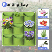 Load image into Gallery viewer, 9 Pockets Wall Hanging Planter Planting Grow Bag Vertical Garden Vegetable Flower Green
