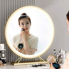 Load image into Gallery viewer, Touch Screen Table Desktop LED Light Vanity Mirror Makeup Mirror Round Mirror 40cm