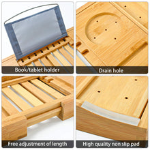 Load image into Gallery viewer, Bamboo Bathtub Bath tub Tray Table Caddy Tray Cellphone,Book,Tray Wineglass Holder
