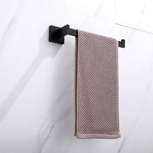 Load image into Gallery viewer, Square Hand Towel Holder Ring Wall Mounted Modern Towel Bar Bathroom Kitchen Black