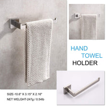 Load image into Gallery viewer, Square Hand Towel Holder Ring Wall Mounted Modern Towel Bar Bathroom Kitchen