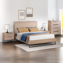 Load image into Gallery viewer, 4 Pieces Bedroom Suite made in Solid Wood Acacia Veneered King Size Oak Colour 1X Bed, 2X Bedside Table & 1X Tallboy