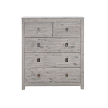 Load image into Gallery viewer, 4 Pieces Bedroom Suite with Solid Acacia Wood Veneered Construction in Queen Size White Ash Colour Bed, Bedside Table & Tallboy
