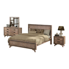 Load image into Gallery viewer, 4 Pieces Bedroom Suite King Size Silver Brush in Acacia Wood Construction Bed, Bedside Table & Dresser