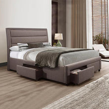 Load image into Gallery viewer, Storage Bed Frame Queen Size Upholstery Fabric in Light Grey with Base Drawers