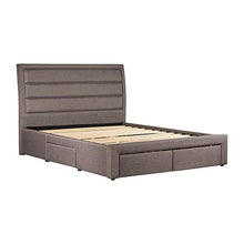 Load image into Gallery viewer, Storage Bed Frame Queen Size Upholstery Fabric in Light Grey with Base Drawers