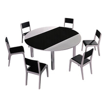 Load image into Gallery viewer, 7 Pieces Dining Suite Dining Table & 6X Chairs in Round Shape High Glossy MDF Wooden Base Combination of Black & White ColouX