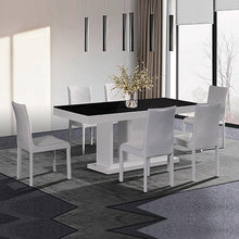 Load image into Gallery viewer, 7 Pieces Dining Suite Dining Table & 6X  White Chairs in Rectangular Shape High Glossy MDF Wooden Base Combination of Black & White Colour