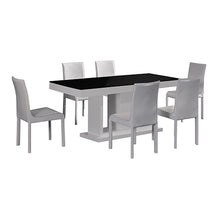 Load image into Gallery viewer, 7 Pieces Dining Suite Dining Table & 6X  White Chairs in Rectangular Shape High Glossy MDF Wooden Base Combination of Black & White Colour