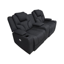 Load image into Gallery viewer, Electric Recliner Stylish Rhino Fabric Black Couch 2 Seater Lounge with LED Features