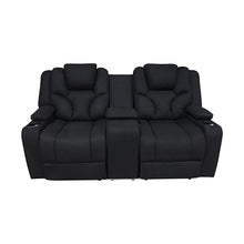 Load image into Gallery viewer, Electric Recliner Stylish Rhino Fabric Black Couch 2 Seater Lounge with LED Features
