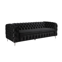 Load image into Gallery viewer, Large Black Velvet 3+2+1 Seater Sofa Couch Set Tufted Button