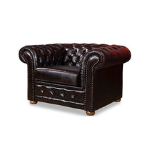 Load image into Gallery viewer, Leather Chesterfield Studding Sofa Lounge Armchair Brown