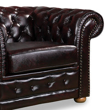Load image into Gallery viewer, Leather Chesterfield Studding Sofa Lounge Armchair Brown
