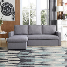 Load image into Gallery viewer, 3 Seater Sofa Bed with pull Out Storage Corner Chaise Lounge Set in Grey