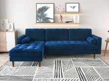 Load image into Gallery viewer, Velvet Upholstery 2 Seater Tufted Sofa Blue Color Lounge Set for Living Room Couch with Chaise