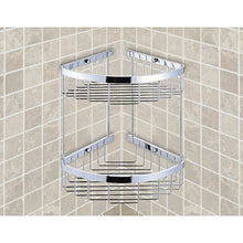 Load image into Gallery viewer, 2-Tier Corner Bathroom Basket Shelf Rail Rack
