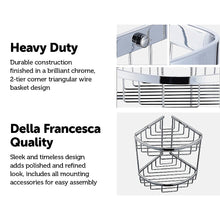 Load image into Gallery viewer, 2-Tier Corner Bathroom Basket Shelf Rail Rack