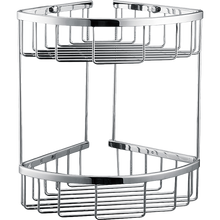 Load image into Gallery viewer, 2-Tier Corner Bathroom Basket Shelf Rail Rack