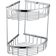 Load image into Gallery viewer, 2-Tier Corner Bathroom Basket Shelf Rail Rack