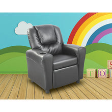 Load image into Gallery viewer, PU Leather Kids Recliner with Drink Holder