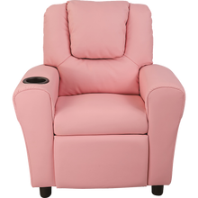 Load image into Gallery viewer, PU Leather Kids Recliner with Drink Holder