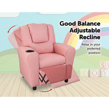 Load image into Gallery viewer, PU Leather Kids Recliner with Drink Holder