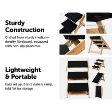 Load image into Gallery viewer, 3 Steps Portable Dog Cat Pet Stairs Ramp Black with Wood